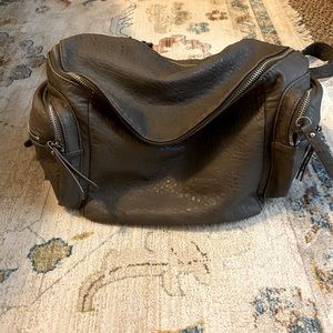Grey Leather Backpack